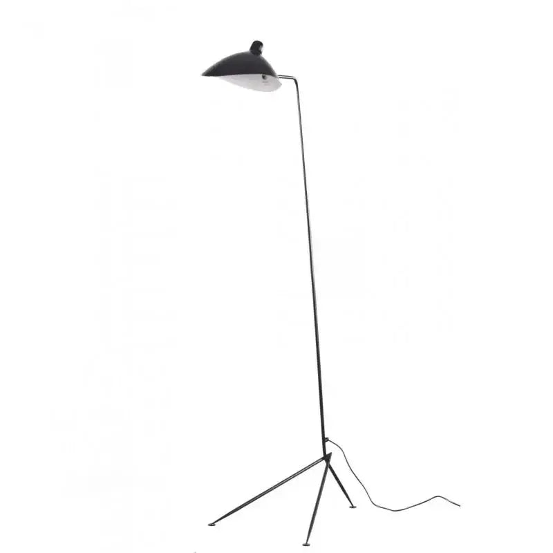 Black metal floor lamp with sleek minimalist design and adjustable spider arm for industrial living room decorbites style