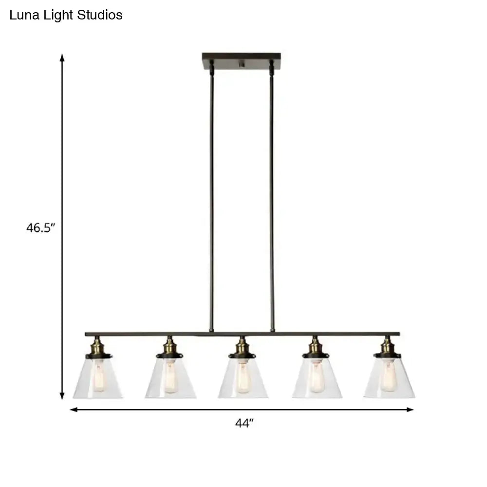 Decorbites industrial black five-light pendant fixture with clear glass shades and e26 e27 sockets for dining room islands