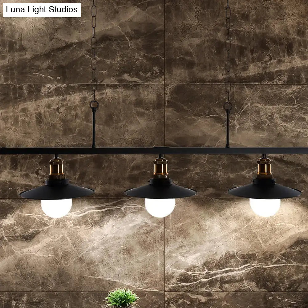 Decorbites™ industrial style black metal kitchen ceiling light with flat shade island lighting and brass accents