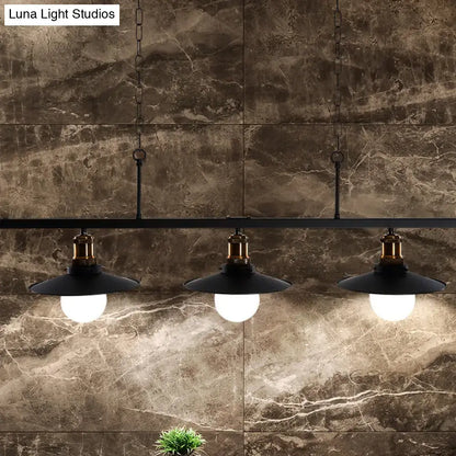 Decorbites™ industrial style black metal kitchen ceiling light with flat shade island lighting and brass accents