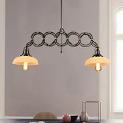 Industrial-style black metal pendant light with two warm opal glass shades and exposed filament bulbs 220v-240v 110v-120v