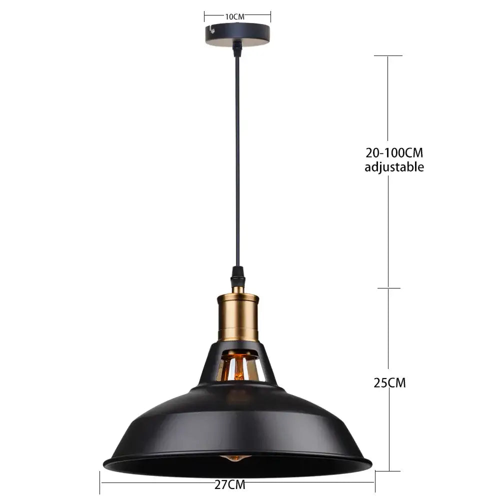 Industrial farmhouse black pendant light with brass-finished socket and exposed edison bulb by decorbites