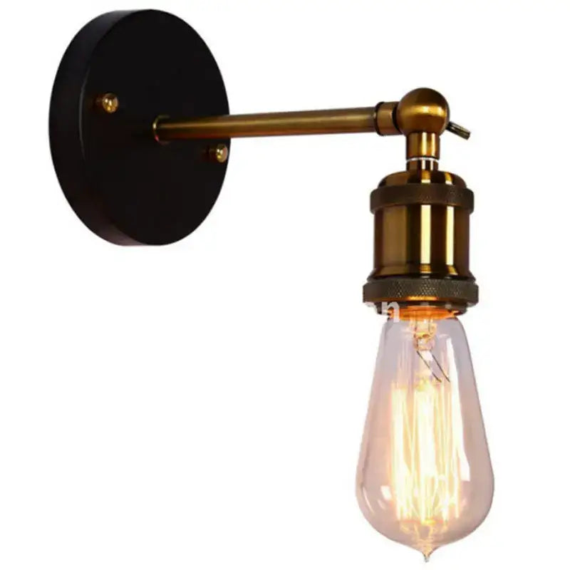 Industrial black and brass wall light with exposed filament bulb for bedroom decorbites industrial led wall use