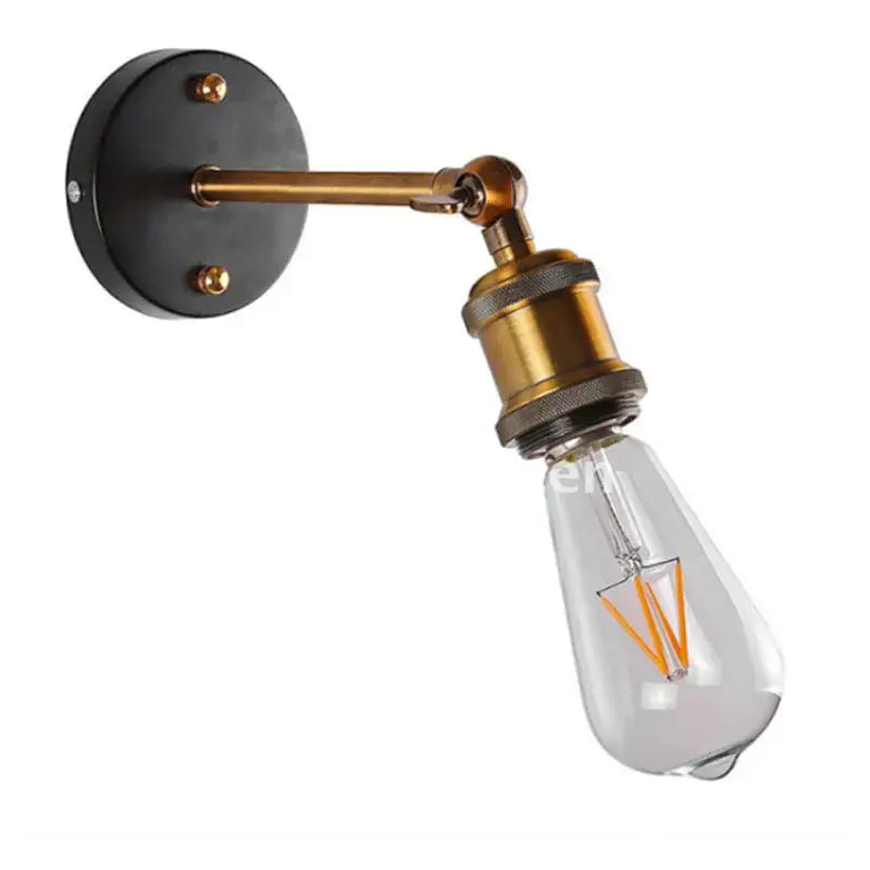 Industrial black and brass wall light with articulated arm and clear Edison bulb for decorbites industrial led wall use