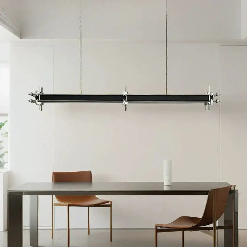 Modern black linear pendant chandelier with chrome hardware in decorbites industrial style pendant for dining room light