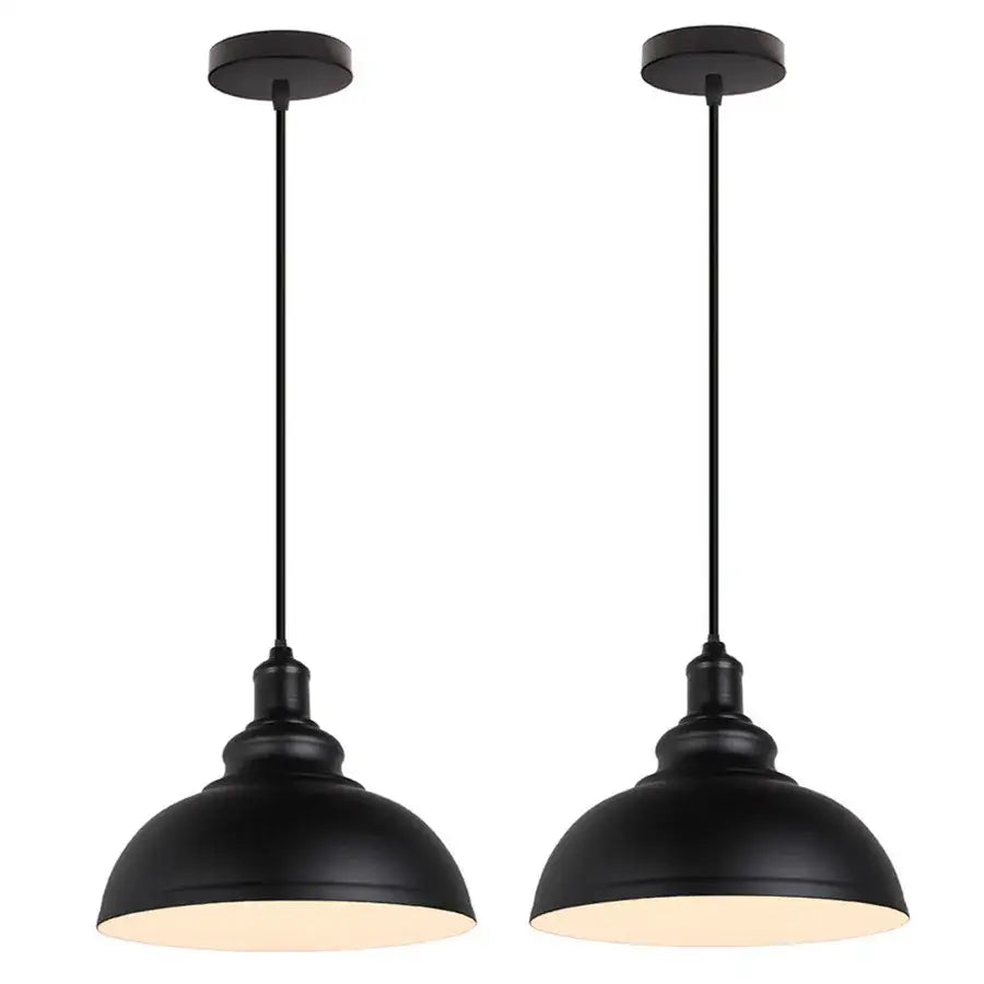 Industrial black and copper pendant lights set of 2 with matte metal shades and warm lighting for dining room decorbites industrial loft