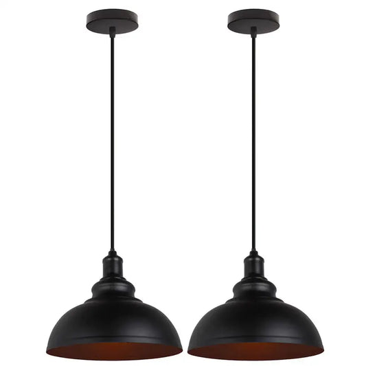 Industrial black and copper pendant lights set of 2 with matte finish and iron build for decorbites industrial loft dining room