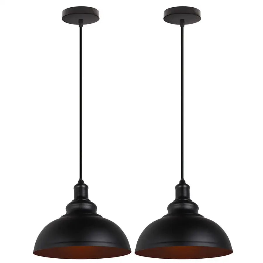 Industrial black and copper pendant lights set of 2 with matte finish and iron build for decorbites industrial loft dining room