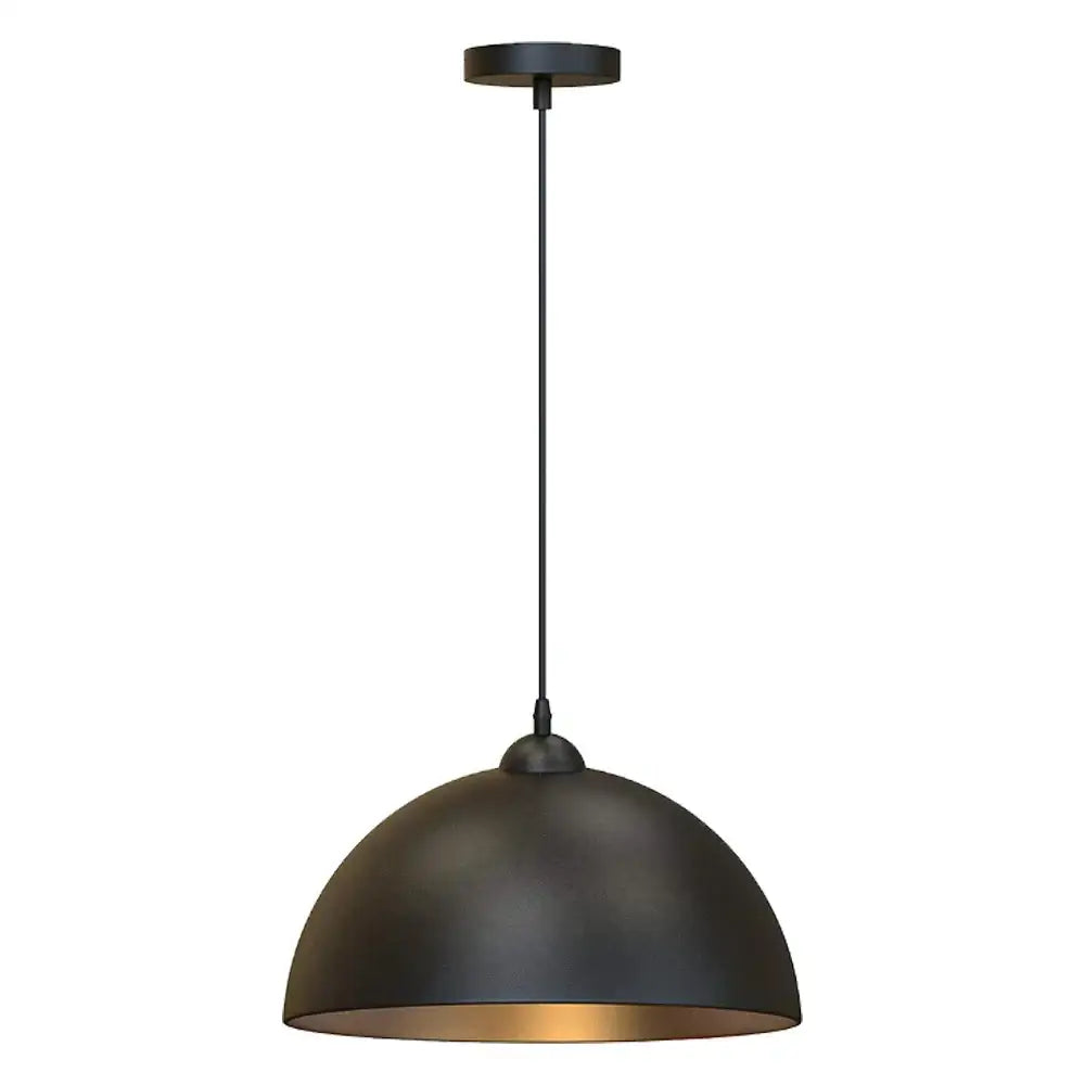 Industrial black and gold metal cage pendant light featuring a black metal cage and decorbites black metal finish
