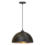 Industrial black and gold metal cage pendant light featuring a black metal cage and decorbites black metal finish