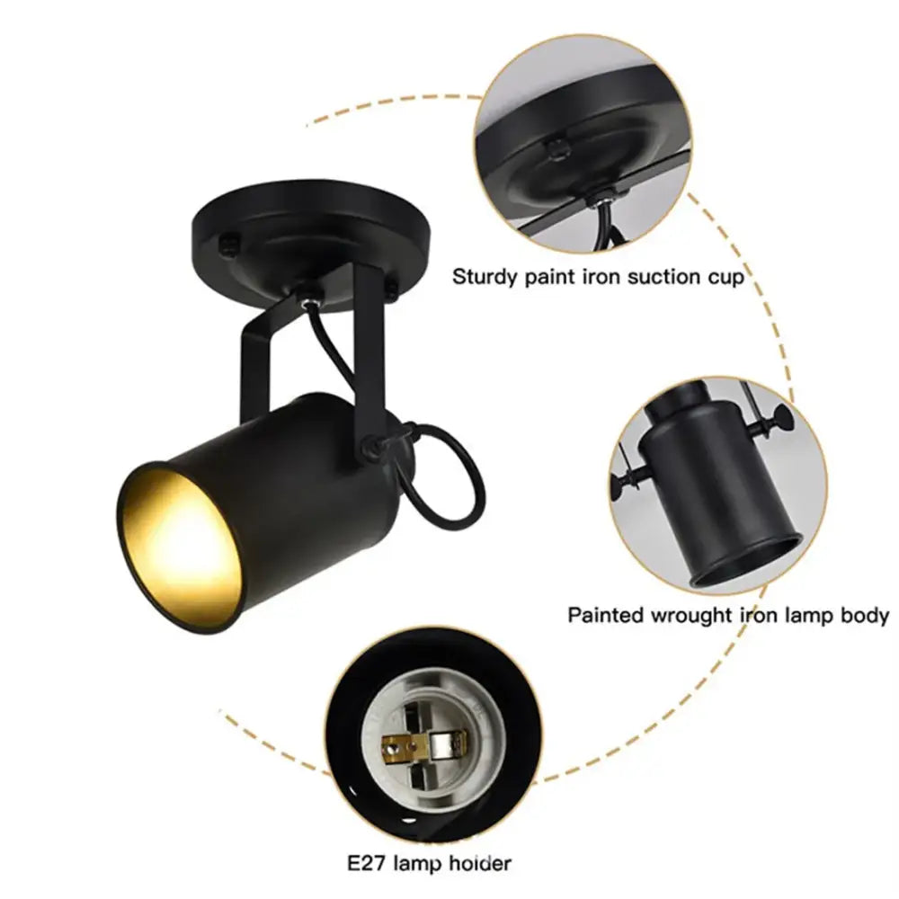 Industrial black and gold wrought iron spotlight with matte black finish and gold interior reflector for living room decorbites black wrought design