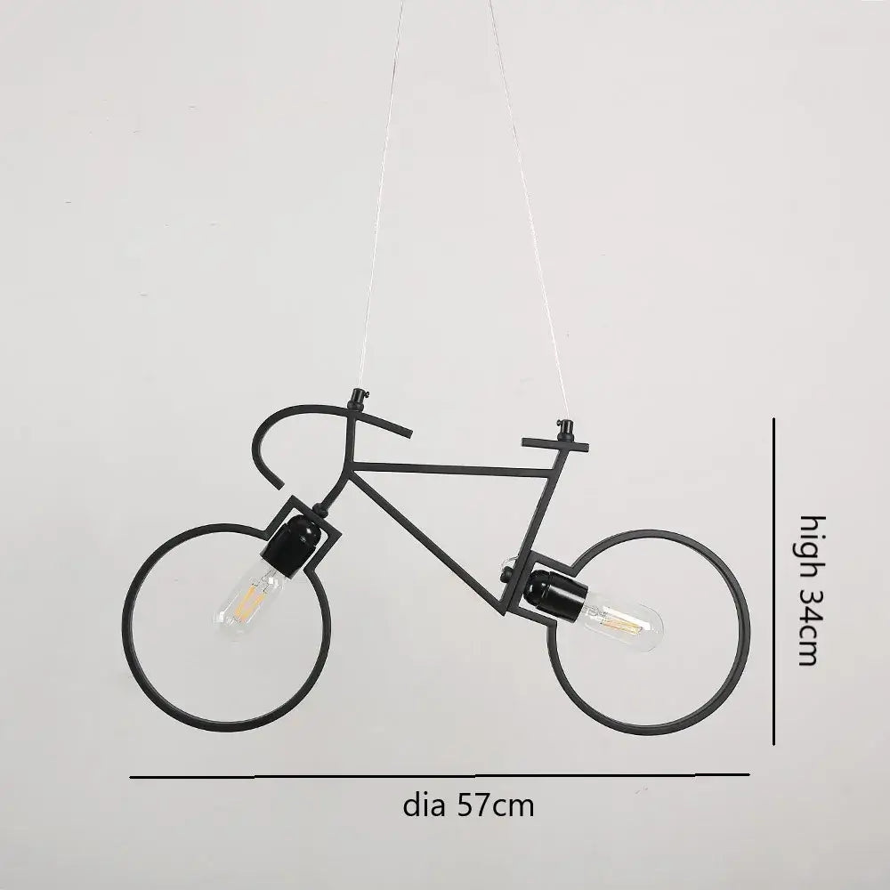 Black metal industrial bicycle pendant light with two exposed Edison bulbs for living room decorbites pendant light