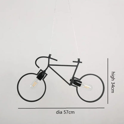 Black metal industrial bicycle pendant light with two exposed Edison bulbs for living room decorbites pendant light