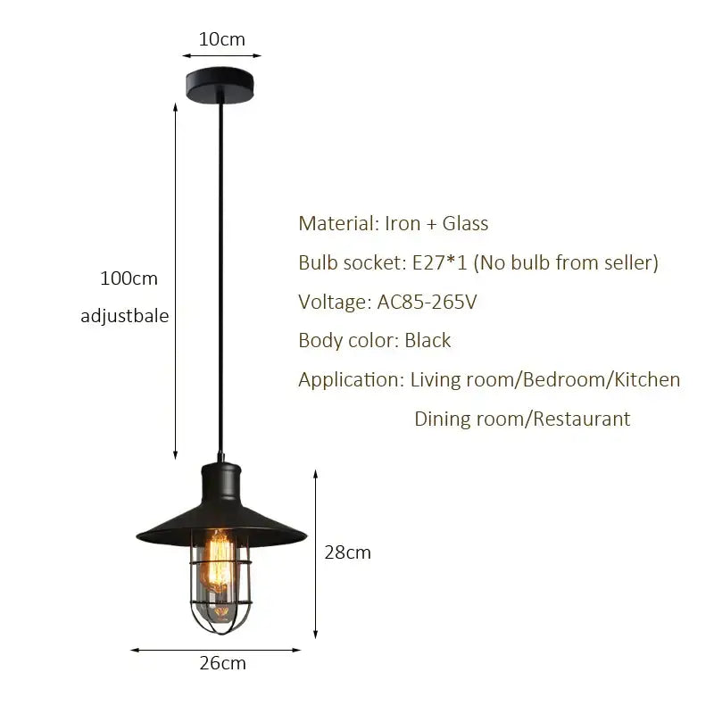 Industrial black bird cage pendant light in iron and glass with vintage bird cage industrial design for dining room decorbites pendant light