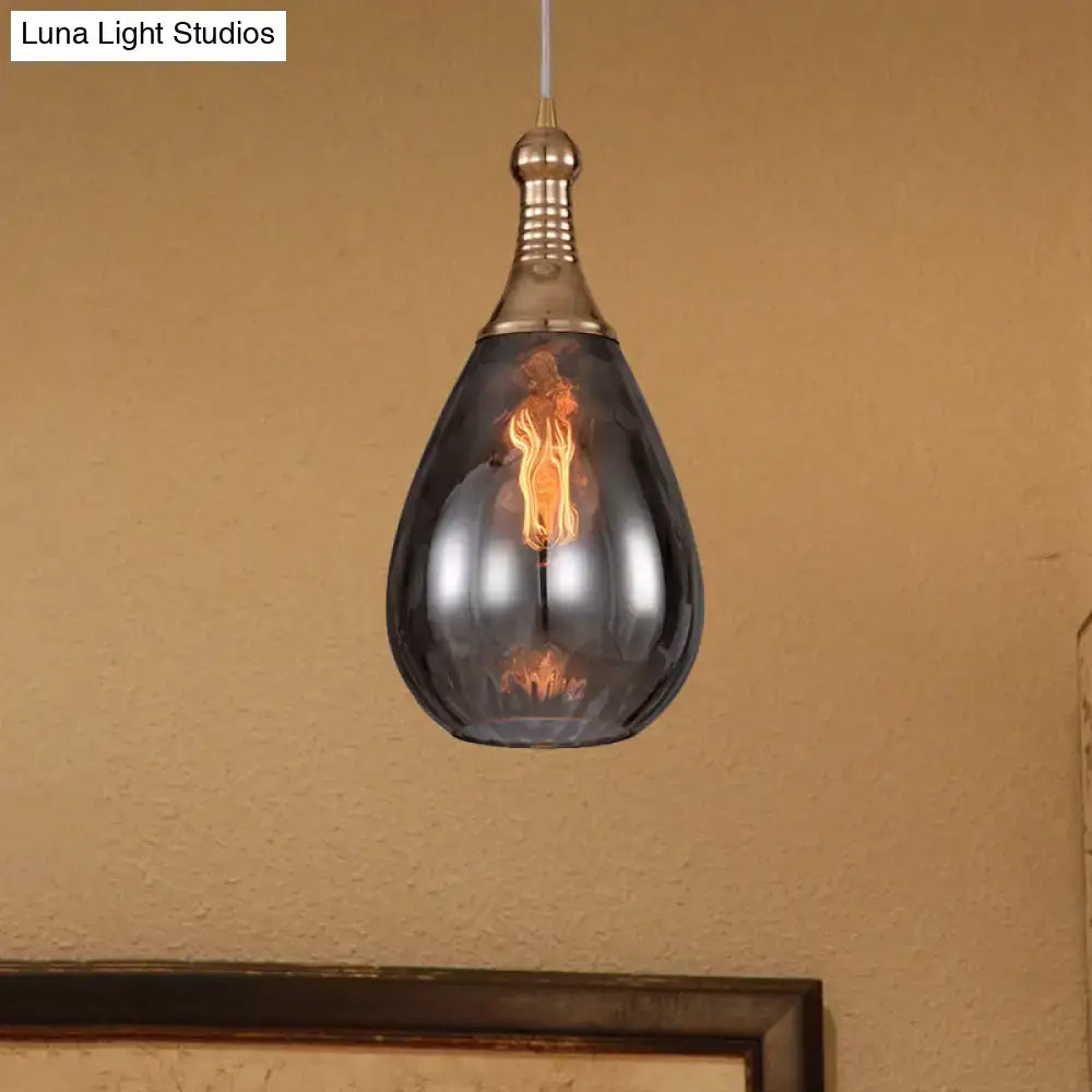 Decorbites™ daisy industrial black ceiling light with dark smoked glass shade and brass industrial black brass fixture