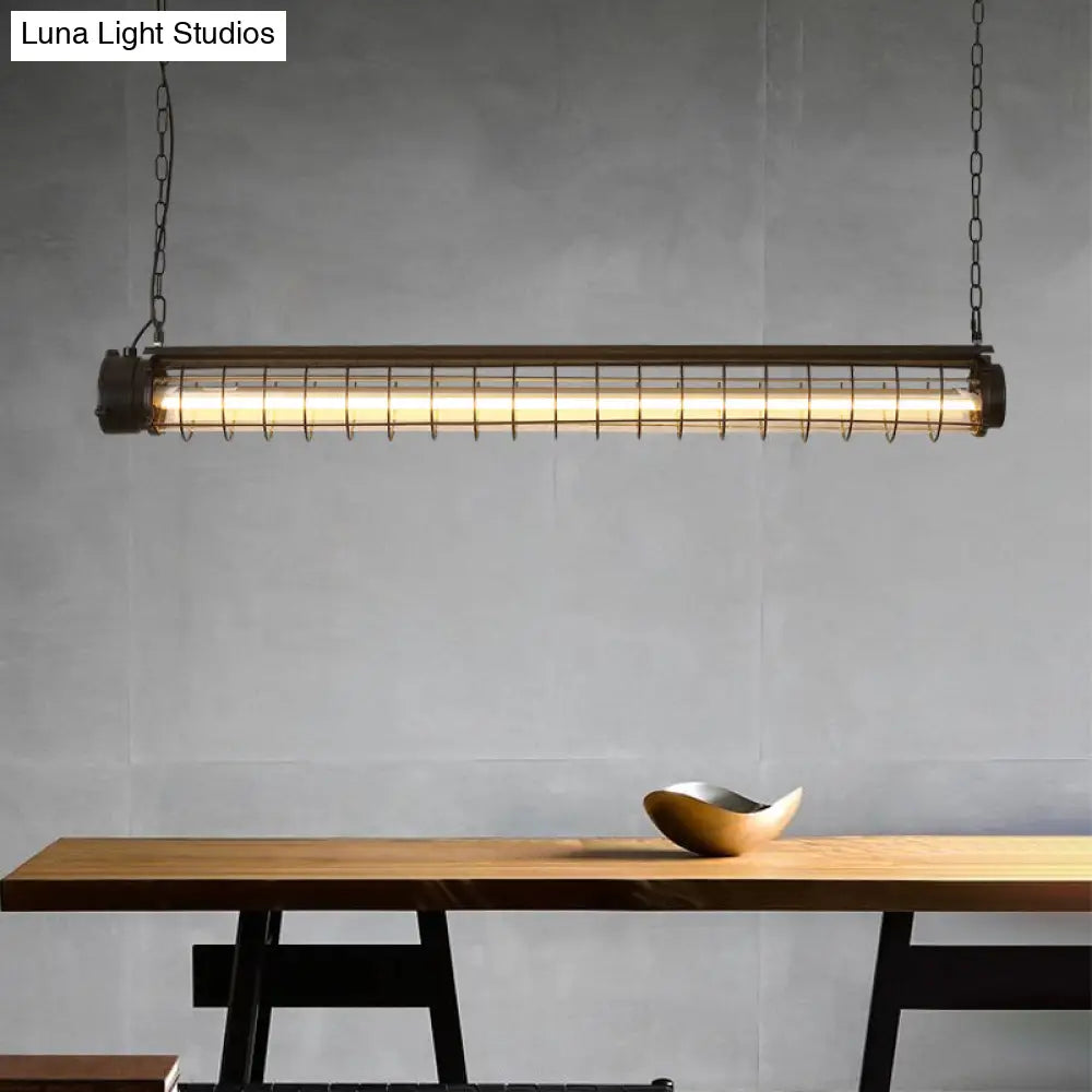 Lámpara colgante industrial negra DecorBites™ con diseño tubular para techo de comedor