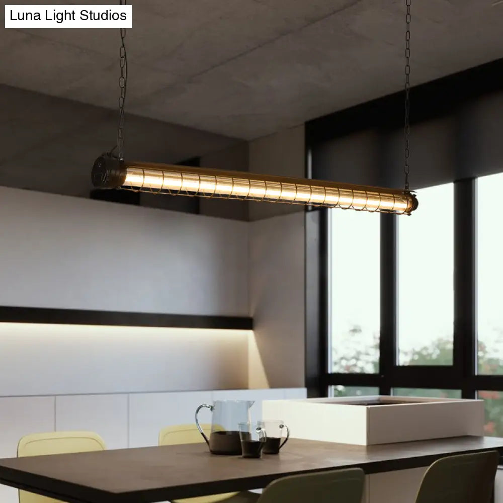 Lámpara colgante industrial negra DecorBites™ con diseño tubular para techo de comedor