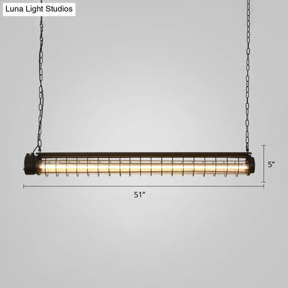 Lámpara colgante industrial negra DecorBites™ con diseño tubular para techo de comedor