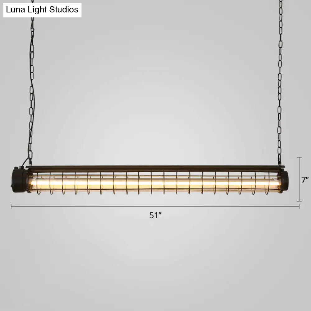 Lámpara colgante industrial negra DecorBites™ con diseño tubular para techo de comedor