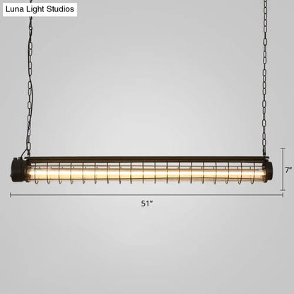 Lámpara colgante industrial negra DecorBites™ con diseño tubular para techo de comedor