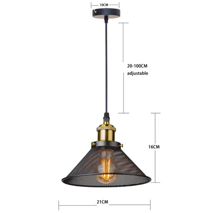 Industrial black cage pendant light with mesh shade brass hardware and adjustable hanging chain for kitchen decorbites black cage