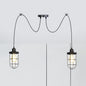 Industrial Black Caged Multi-Bulb Ceiling Light with Clear Glass - Perfect for Restaurants and Swag Décor