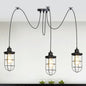 Industrial Black Caged Multi-Bulb Ceiling Light with Clear Glass - Perfect for Restaurants and Swag Décor