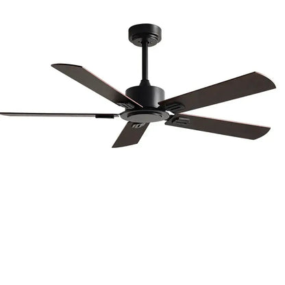Black industrial style ceiling fan with matte finish, five sleek blades, and remote control for living room use