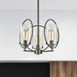 Industrial Black Chandelier with Clear Glass Cylindrical Shades - 3 Bulb Hanging Pendant Light