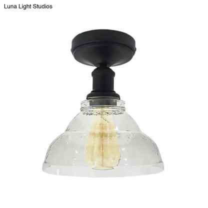 DecorBites™ DecorBites™ Industrial Black/Chrome Ceiling Mount - 1 Light Semi Flush Light with Bowl Shade for Living Room