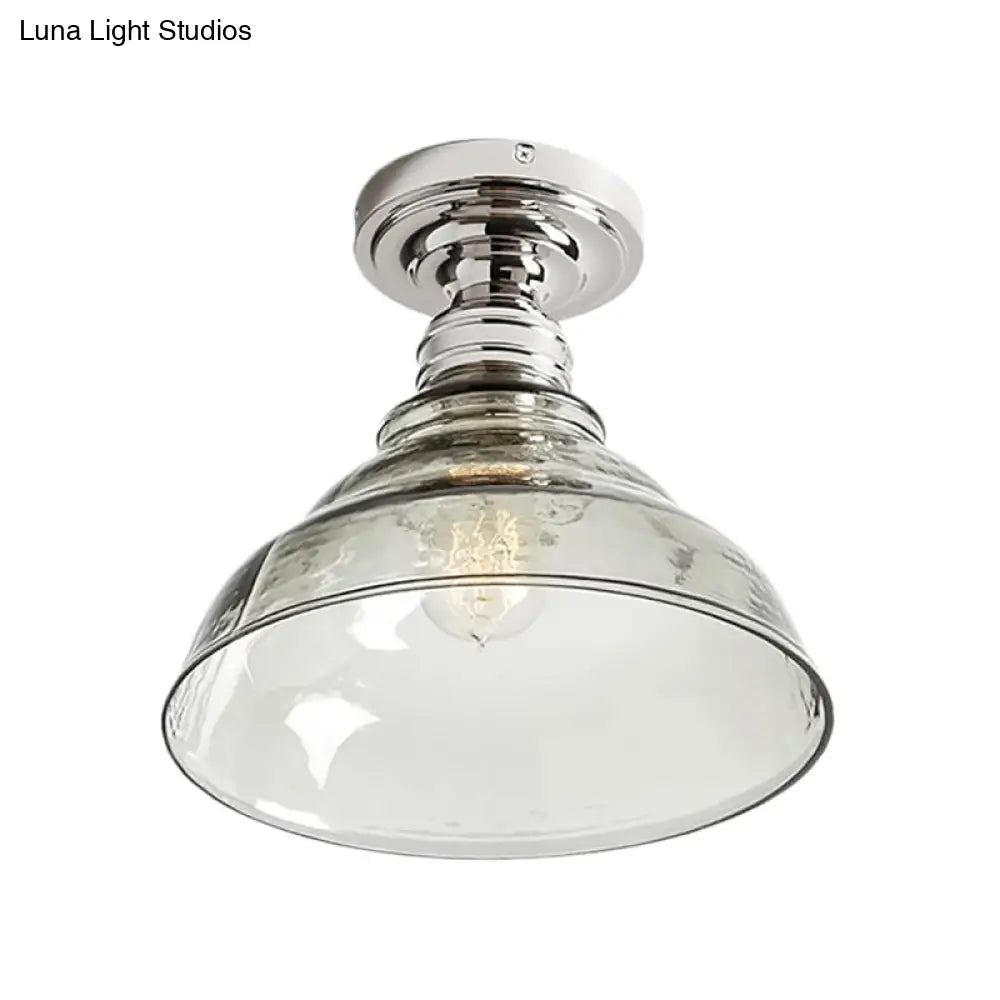 DecorBites™ DecorBites™ Industrial Black/Chrome Ceiling Mount - 1 Light Semi Flush Light with Bowl Shade for Living Room