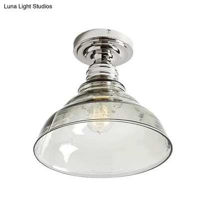 DecorBites™ DecorBites™ Industrial Black/Chrome Ceiling Mount - 1 Light Semi Flush Light with Bowl Shade for Living Room