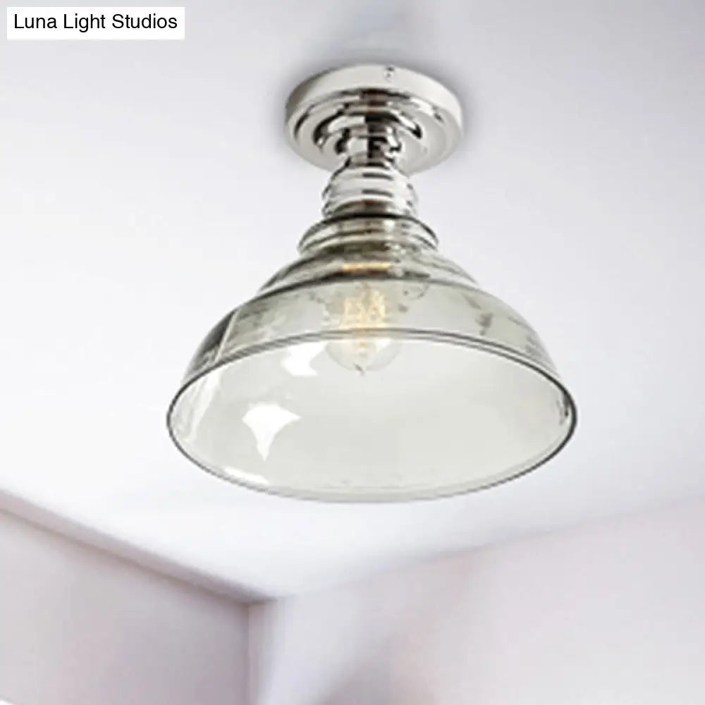 DecorBites™ DecorBites™ Industrial Black/Chrome Ceiling Mount - 1 Light Semi Flush Light with Bowl Shade for Living Room