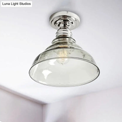 DecorBites™ DecorBites™ Industrial Black/Chrome Ceiling Mount - 1 Light Semi Flush Light with Bowl Shade for Living Room