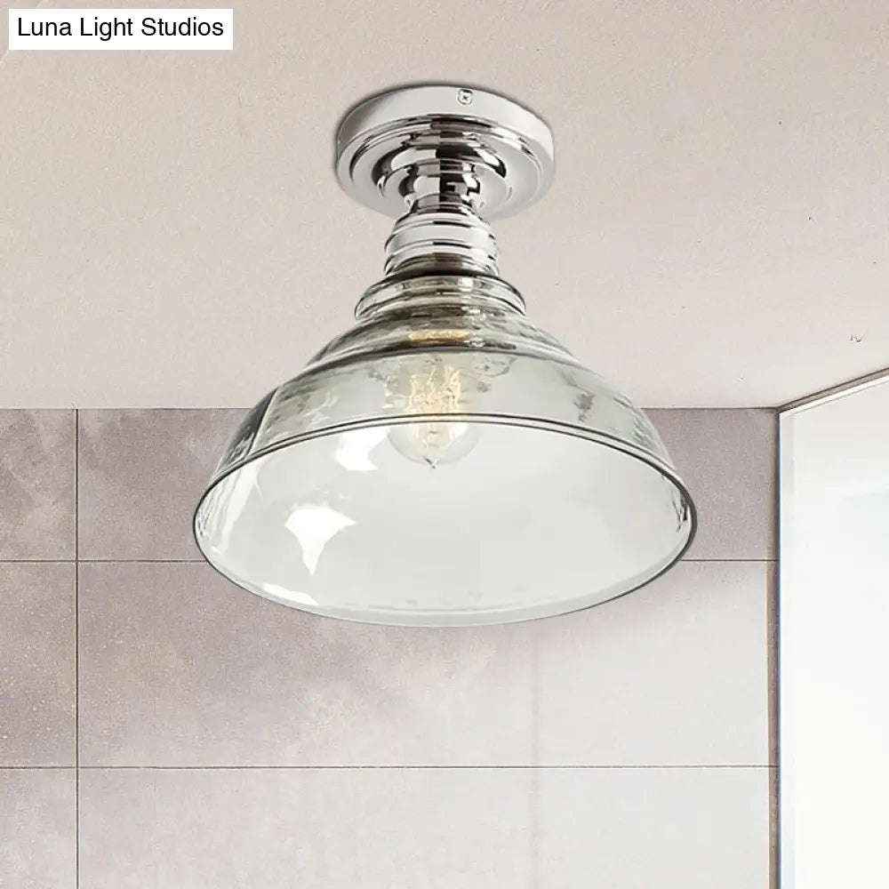 DecorBites™ DecorBites™ Industrial Black/Chrome Ceiling Mount - 1 Light Semi Flush Light with Bowl Shade for Living Room