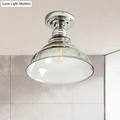 DecorBites™ DecorBites™ Industrial Black/Chrome Ceiling Mount - 1 Light Semi Flush Light with Bowl Shade for Living Room