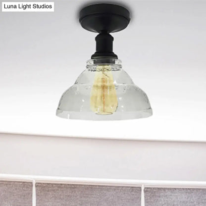 DecorBites™ DecorBites™ Industrial Black/Chrome Ceiling Mount - 1 Light Semi Flush Light with Bowl Shade for Living Room