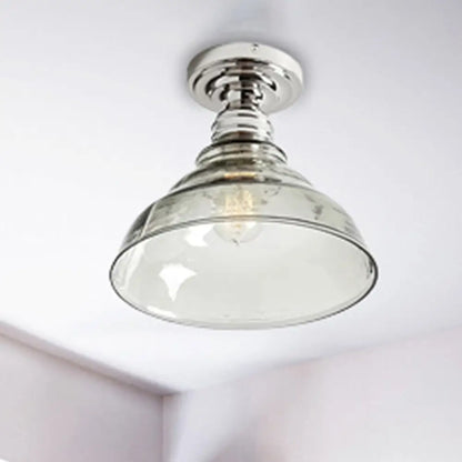 DecorBites™ DecorBites™ Industrial Black/Chrome Ceiling Mount - 1 Light Semi Flush Light with Bowl Shade for Living Room