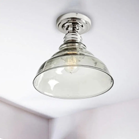 DecorBites™ DecorBites™ Industrial Black/Chrome Ceiling Mount - 1 Light Semi Flush Light with Bowl Shade for Living Room