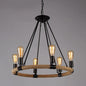 Industrial Black Circle Iron Ceiling Light with Hemp Rope - Ideal for Restaurants