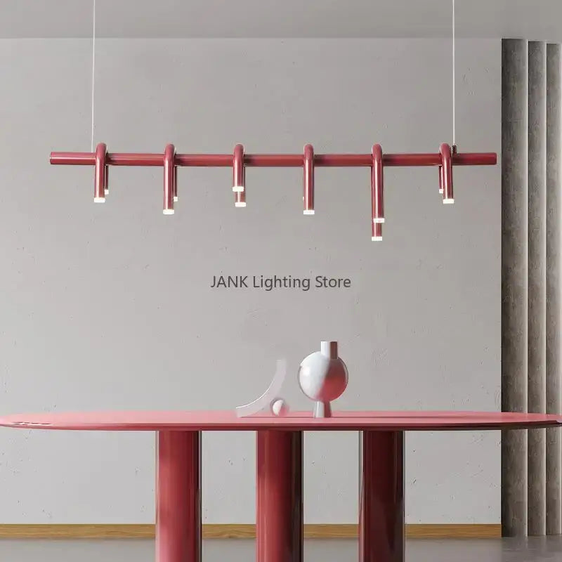 Modern red pendant lights with sleek cylindrical elements for decorbites circular ring pendant dining room chandelier