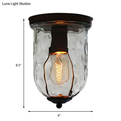 DecorBites™ DecorBites™ Industrial Black Clear Glass Ceiling Mount Light Fixture for Dining Room - 6"/8" Wide