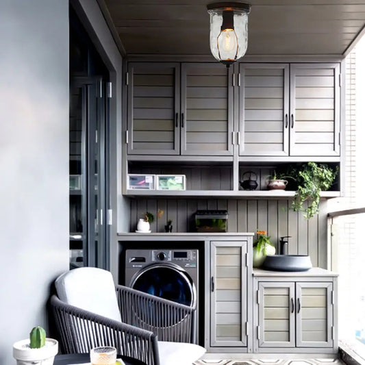 DecorBites™ DecorBites™ Industrial Black Clear Glass Ceiling Mount Light Fixture for Dining Room - 6"/8" Wide