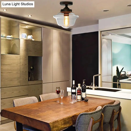 DecorBites™ DecorBites™ Industrial Black Clear Glass Ceiling Mount Light Fixture for Dining Room - 6"/8" Wide