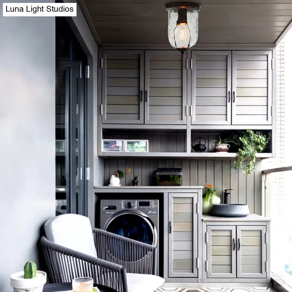 DecorBites™ DecorBites™ Industrial Black Clear Glass Ceiling Mount Light Fixture for Dining Room - 6"/8" Wide