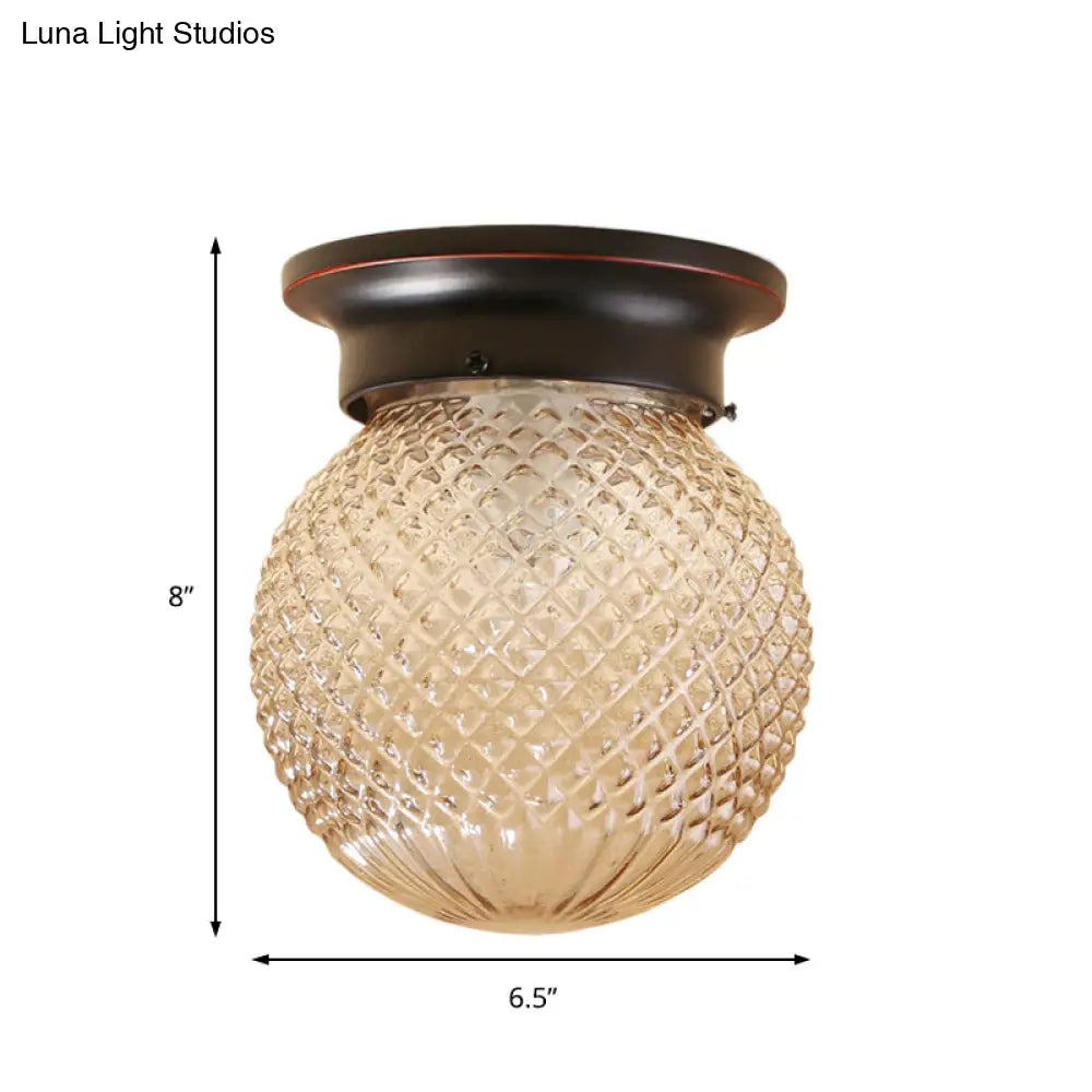 DecorBites™ DecorBites™ Industrial Black/Clear Glass Flush Mount Lighting Fixture, 6"/6.5" Wide