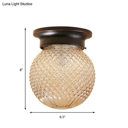 DecorBites™ DecorBites™ Industrial Black/Clear Glass Flush Mount Lighting Fixture, 6"/6.5" Wide