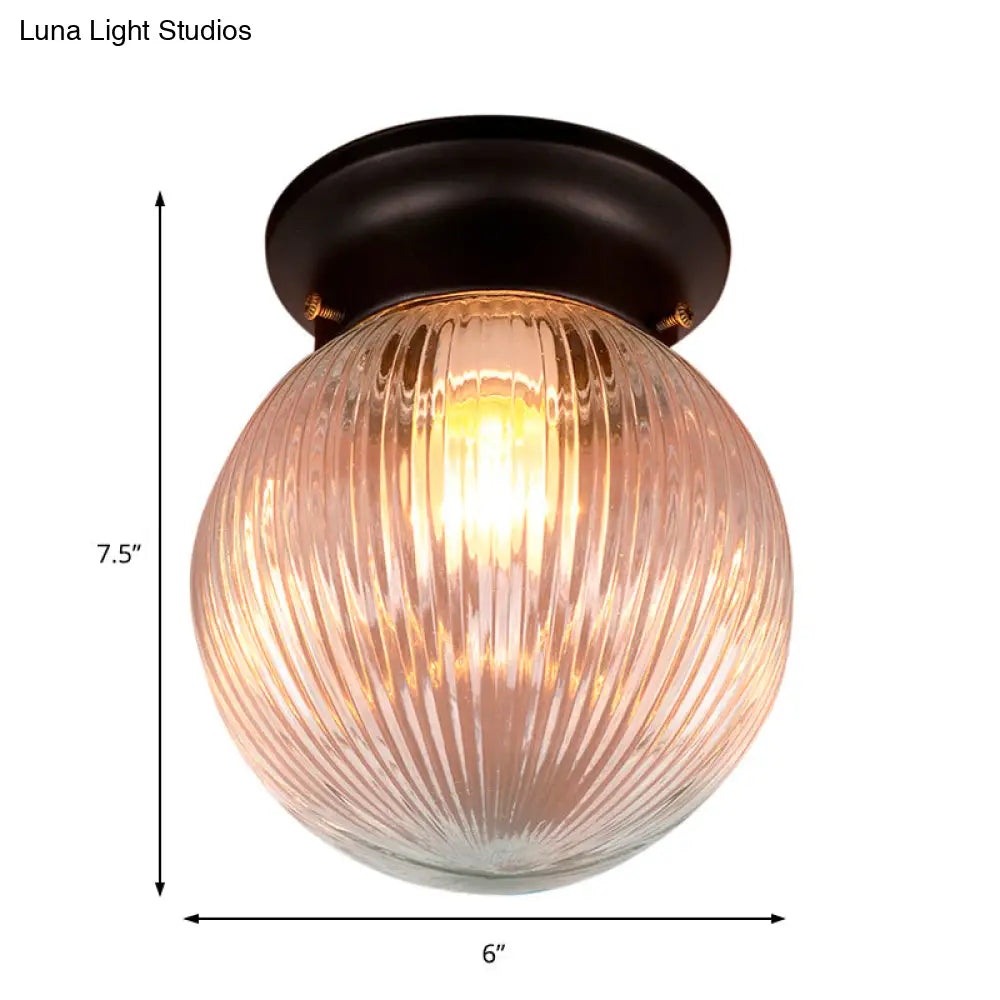 DecorBites™ DecorBites™ Industrial Black/Clear Glass Flush Mount Lighting Fixture, 6"/6.5" Wide