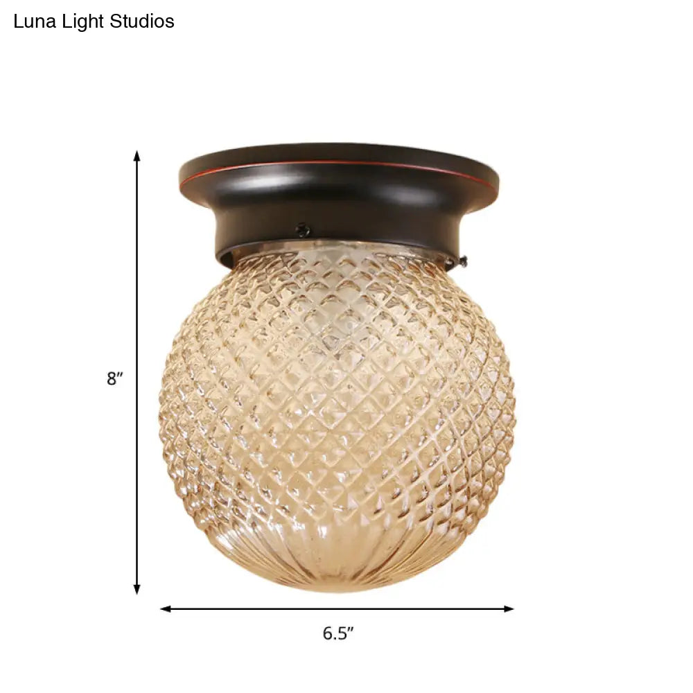 DecorBites™ DecorBites™ Industrial Black/Clear Glass Flush Mount Lighting Fixture, 6"/6.5" Wide