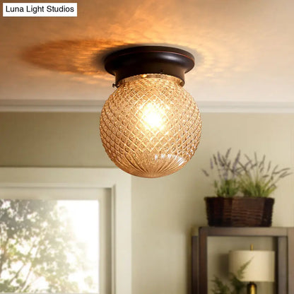 DecorBites™ DecorBites™ Industrial Black/Clear Glass Flush Mount Lighting Fixture, 6"/6.5" Wide